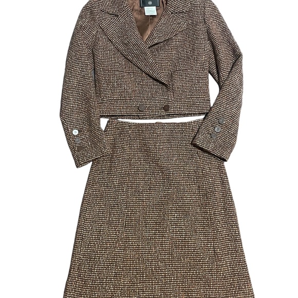 Chanel suit set fall 2001 , cropped jacked high waist shirt size 34 tweed - Picture 10 of 17